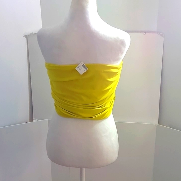 Norma kamali Woman's Activewear Yellow Bandeau Jersey Cropped Top Size M NWT - Picture 6 of 10